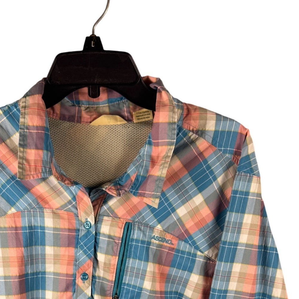 Ascend Mens XXL Blue Pink Plaid Long Sleeve Hiking Fishing Shirt 660ACS185988W